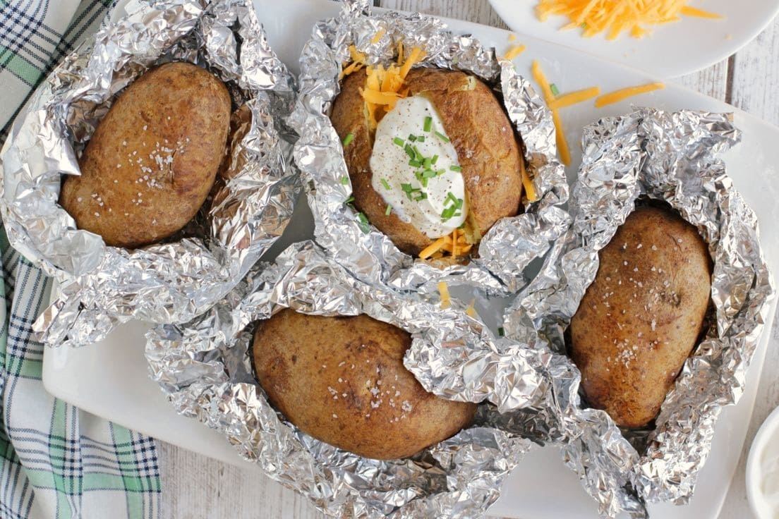 how long to bake potatoes at 375 wrapped in foil